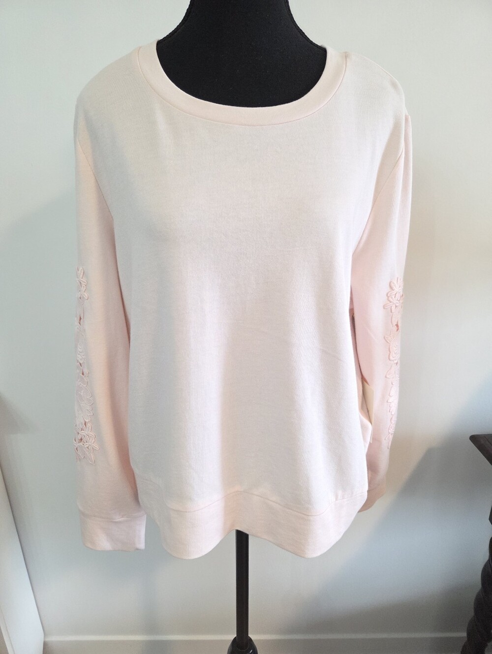 Cynthia Rowley NWT lace sleeved cotton blend sweatshirt Sz XL